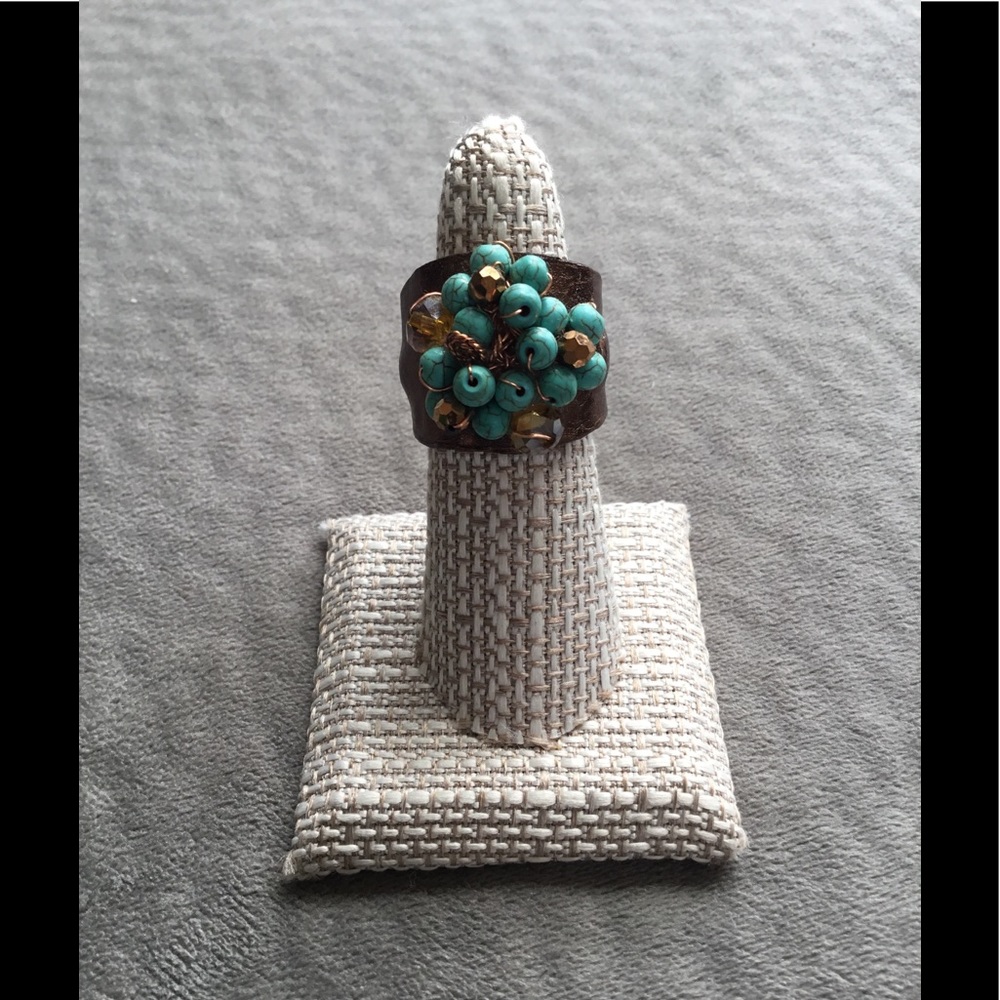 Turquoise & crystal ring